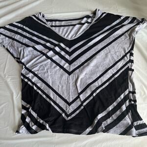 Calvin Klein Black and Gray V Neck Blouse